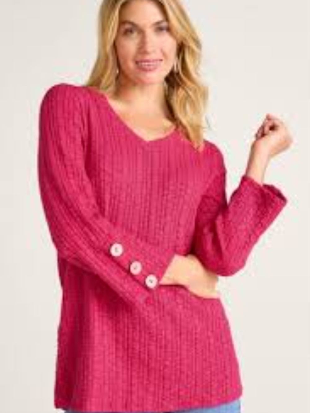Soft Surroundings Tunic Pink Buttons Back And Sleeves Size 1X  3/4 Sleeves